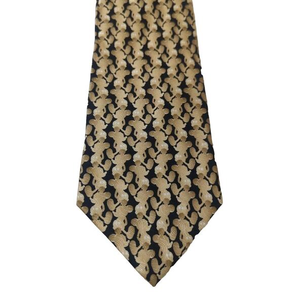 VTG Mickey And Company 100% Silk Neck Tie Gold And Black 57" X 4 " - Picture 2 of 3